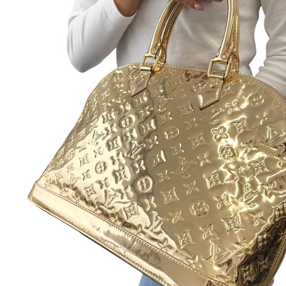 LOUIS VUITTON Vintage Monogram Miroir Alma GM Gold Tote Bag Patent [106435] - Picture 4 of 16